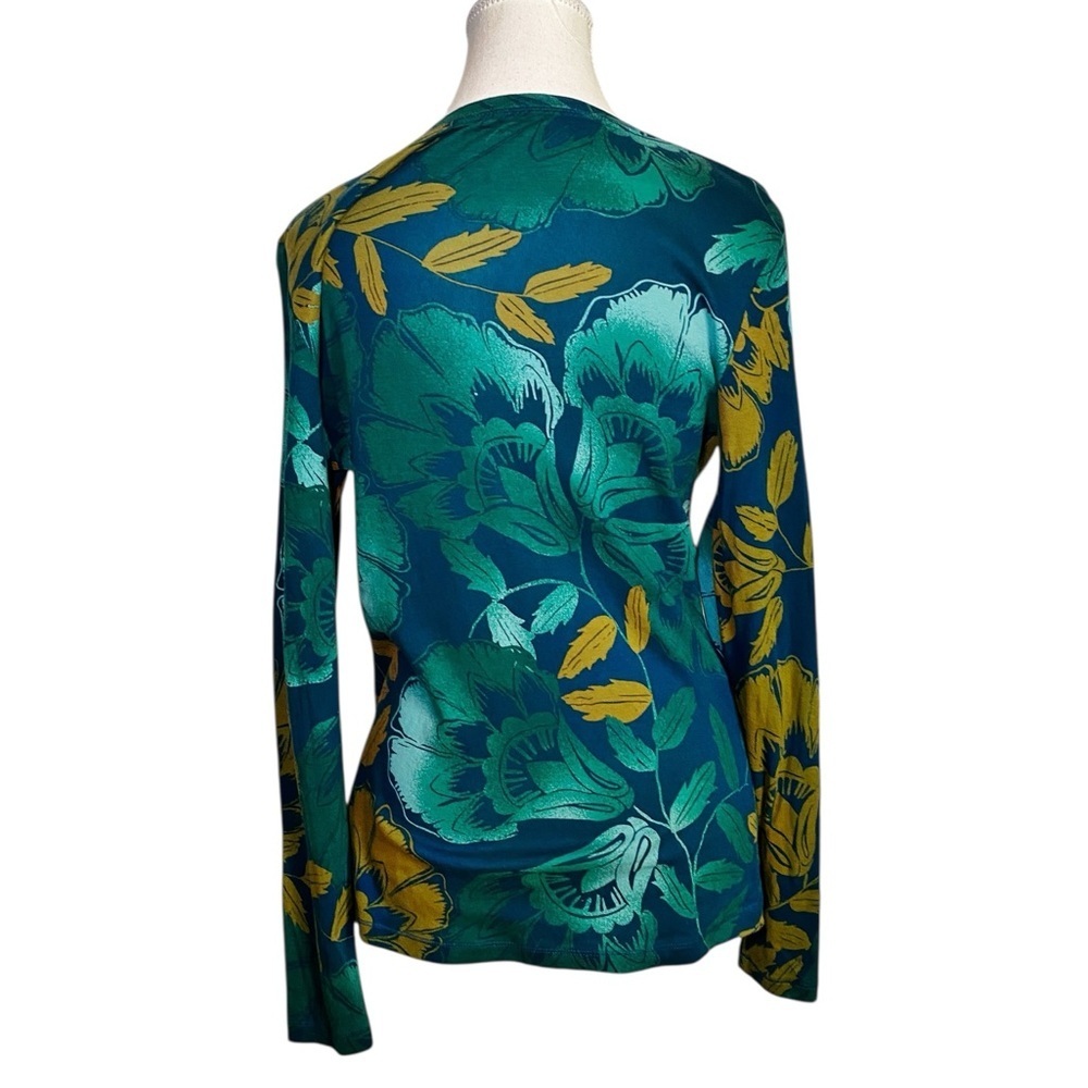 Sonoma Green and Yellow Floral Botanical Cotton Long Sleeve Top - Picture 2 of 13